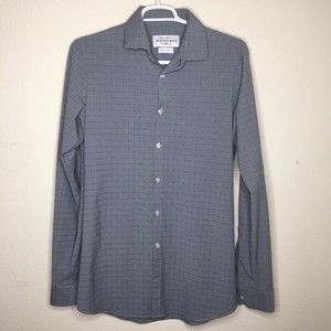 Mizzen + Main Leeward Collection Men Lrg Tall Trim Fit Black White Stretch Shirt